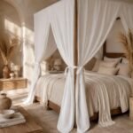 Rust Bed Canopy Curtain | Cotton Four Corner Canopy | Boho Bedroom Drapes | Decorative Bed Valance | Cozy Room Decor - Image 6