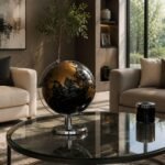 Modern Black Gold & Silver World Globe | Luxury Desk Decor | Minimalist Home Office Accessory | Executive Study Ornament | Elegant Globe - Image 3