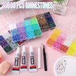 30000PCS Rhinestones for Crafts | 48 Colors Flatback Gems with Glue & Tweezers - Image 2