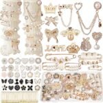 72PCS Pearl & Rhinestone Sock Charms Kit with Gold Brooch Pins | DIY Clothing Accessories - Image 2