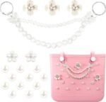 18PCS Pearl Flower & Bow Bag Charms for Beach Tote Bags | Decorative Bag Accessories - Image 2
