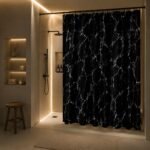 Black Marble Shower Curtain | Luxury Bathroom Decor | Modern Waterproof Bath Curtain | Spa Style Bathroom Drapes | Elegant  Shower Curtain