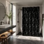 Black Marble Shower Curtain | Luxury Bathroom Decor | Modern Waterproof Bath Curtain | Spa Style Bathroom Drapes | Elegant  Shower Curtain - Image 5