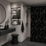 Black Marble Shower Curtain | Luxury Bathroom Decor | Modern Waterproof Bath Curtain | Spa Style Bathroom Drapes | Elegant  Shower Curtain - Image 8