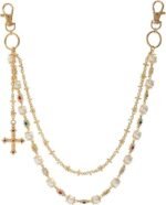 Layered Rhinestone Flower Wallet Chain | Gold Silver Pearl Pants Chain Bag Charm - Image 4