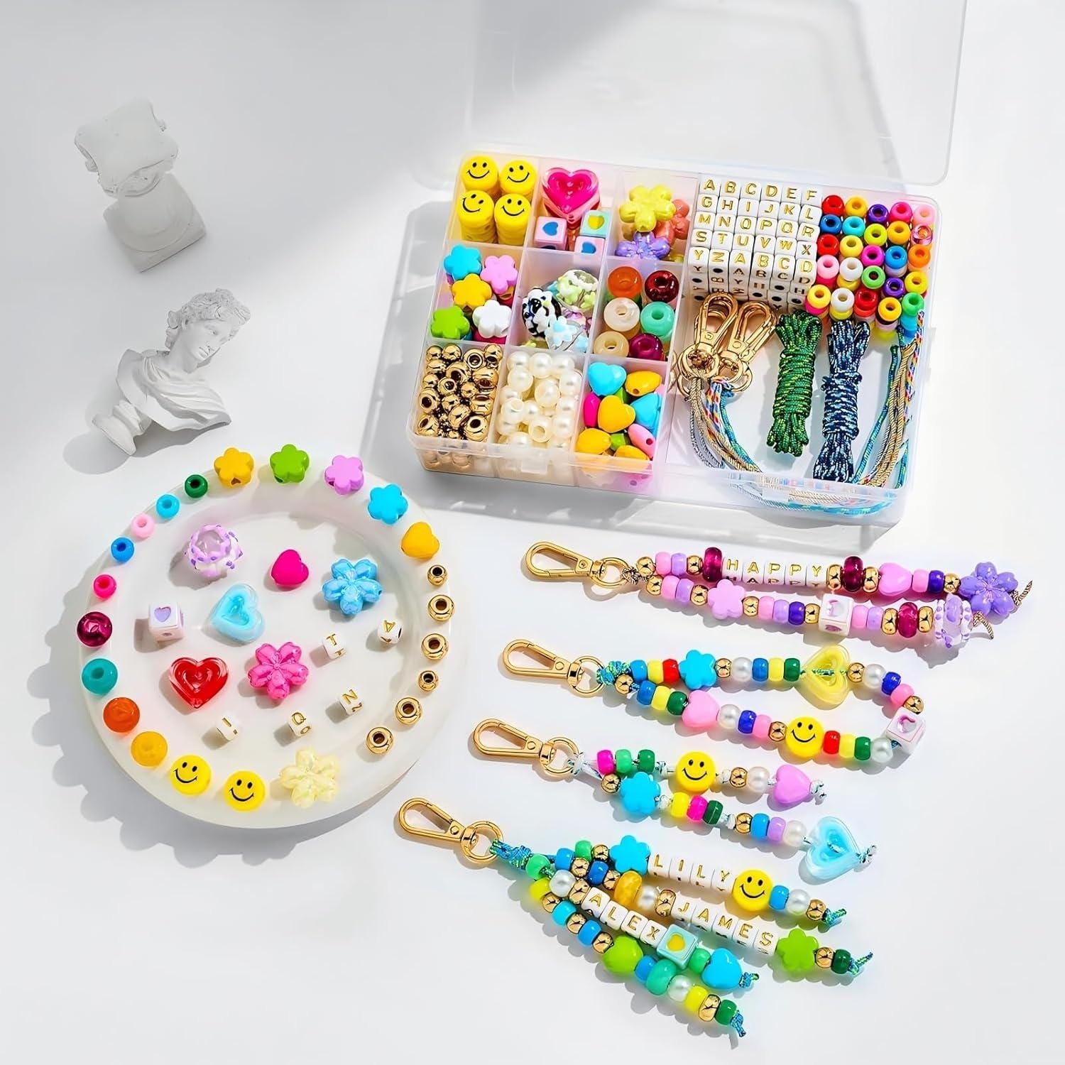 il_fullxfull.8131242156_i9wc.jpg 421PCS DIY Beaded Keychain Making Kit | Alphabet Beads Bag Charm Craft Supplies - Image 1