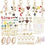 545PCS Keychain Making Kit with Bow Charms, Pearls & Chains | DIY Jewelry Craft Supplies