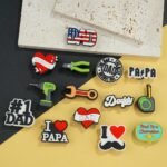 Dad Theme Shoe Charms Set | Father Gift PVC Charms with Tools, Drill & Heart Designs