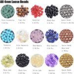 4mm Gemstone Beads Jewelry Making Kit | 600PCS Natural Stone & Brass Spacer Beads - Image 2