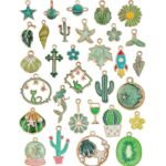 31PCS Assorted Gold Plated Enamel Charm Pendants | DIY Jewelry Making for Earrings, Necklace & Bracelets
