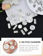 30PCS Motivational Inspirational Charms Bulk | Message Pendant Jewelry Making Supplies for DIY Bracelets & Necklaces - Image 3