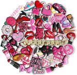 50PCS Pink Shoe Charms with Bling Chain | Decorative Accessories for Girls (Gift Box)
