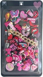 50PCS Pink Shoe Charms with Bling Chain | Decorative Accessories for Girls (Gift Box) - Image 2