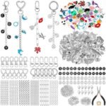Lip Gloss Keychain Making Kit | Silver Bag Charm DIY Supplies with Charms, Chains, Pliers
