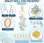 213PCS Lip Gloss Charms Kit | Blue DIY Keychain Making Supplies with Chains & Jump Rings - Image 2