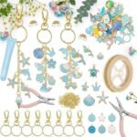 213PCS Lip Gloss Charms Kit | Blue DIY Keychain Making Supplies with Chains & Jump Rings - Image 7
