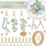 213PCS Lip Gloss Charms Kit | Blue DIY Keychain Making Supplies with Chains & Jump Rings - Image 5