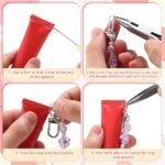 Beaded Lip Gloss Keychains Bulk: Butterfly, Strawberry, Heart Charms – Purse Decor - Image 3