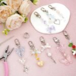 8PCS Lip Gloss Keychain Kit | Bow, Strawberry Charms, Purse DIY Accessories