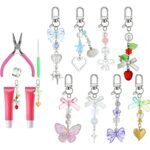 8PCS Lip Gloss Keychain Kit | Bow, Strawberry Charms, Purse DIY Accessories - Image 2