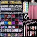 3D Nail Charms Rhinestones & Art Tools Set, Gems, Brushes, Dotting Tools