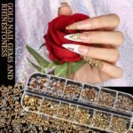 Gold Nail Charms Gems Pearls Kit, 3D Cross Heart Rhinestones Nail Art Decorations - Image 5
