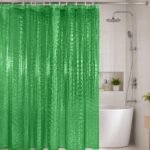 3D Cube Embossed Shower Curtain | Waterproof PEVA Liner with Magnetic Hem - Image 2
