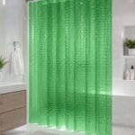 3D Cube Embossed Shower Curtain | Waterproof PEVA Liner with Magnetic Hem - Image 9