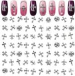 Silver Cross Nail Charms | 3D Acrylic Y2K Gothic Nail Art Embellishments