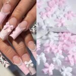 3D Acrylic Flower Bow Nail Charms Kit: Pink, White Pearls, Coquette Nail Art - Image 2