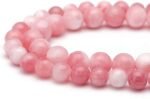 8mm Pink White Jade Gemstone Beads | Natural Stone Round Beads for Jewelry Making - Image 3