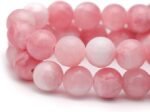 8mm Pink White Jade Gemstone Beads | Natural Stone Round Beads for Jewelry Making - Image 2