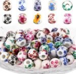100PCS Ceramic Porcelain Beads | 8mm Multicolor Flower Spacer Beads for Jewelry Making - Image 2