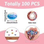 100PCS Watercolor European Large Hole Beads | Colorful Rondelle Charm Beads for Jewelry Making - Image 2