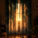 Teal Leaf Curtains | Abstract Botanical Window Panels | Modern Gradient Feather Printed Drapes | Light Filtering Curtains - Image 5