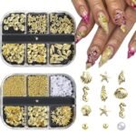 2 Boxes Ocean Nail Charms with Starfish Seashell Seahorse Conch Marine Theme Designs