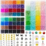 72 Colors 6mm Glass Beads for Jewelry Making 3000PCS Crystal Bracelet Making Kit