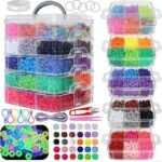 5600PCS Glow in the Dark Pony Kandi Beads Kit 30 Colors for Friendship Bracelets & Keychains