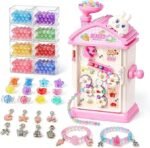 820PCS Bracelet Maker Machine Kit for Girls 6-12 DIY Charm Jewelry Set Pink Bunny