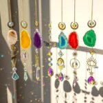 7PCS Tree of Life Crystal Suncatchers with Agate Slices Prism Pendants Window Hanging Decor