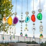 7PCS Tree of Life Crystal Suncatchers with Agate Slices Prism Pendants Window Hanging Decor - Image 2