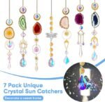 7PCS Tree of Life Crystal Suncatchers with Agate Slices Prism Pendants Window Hanging Decor - Image 3