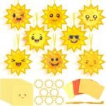 30PCS Sun Face Tissue Paper Suncatcher Craft Kit | DIY Stained Glass Window Art