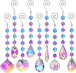 9 Pack Crystal Prism Suncatchers Rainbow Hanging Crystals with Colorful Bead Chains