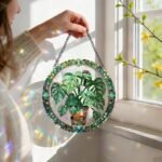 Leaf Acrylic Suncatcher Window Hanging Rainbow Decor for Living Room Balcony