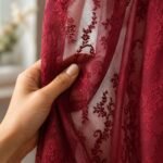 Burgundy Lace Sheer Curtains | Vintage Window Panels | Elegant Ruffled Drapes | Decorative Room Curtains | Classic Home Decor - Image 8