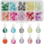100PCS Crystal Dangle Charms Crackle Glass Drop Beads for Jewelry Making