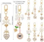 156PCS Bow Keychain Making Kit | Pearl Beads, Heart Charms & Swivel Key Rings - Image 4