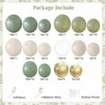 Sage Green Gold White Balloon Arch Kit | 132Pcs Balloons | Baby Shower, Bridal & Birthday Party Decor - Image 4