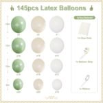 Sage Green White Balloon Garland Kit | 145Pcs Balloons | Baby Shower, Birthday & Bridal Party Decor - Image 4
